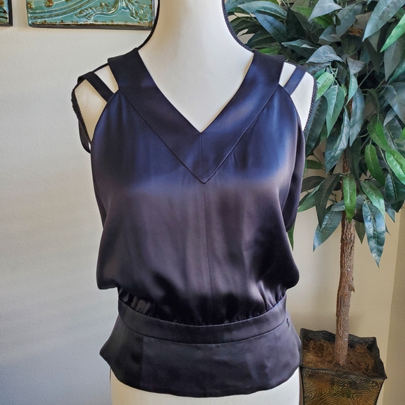 CHANEL Black Satin Blouse